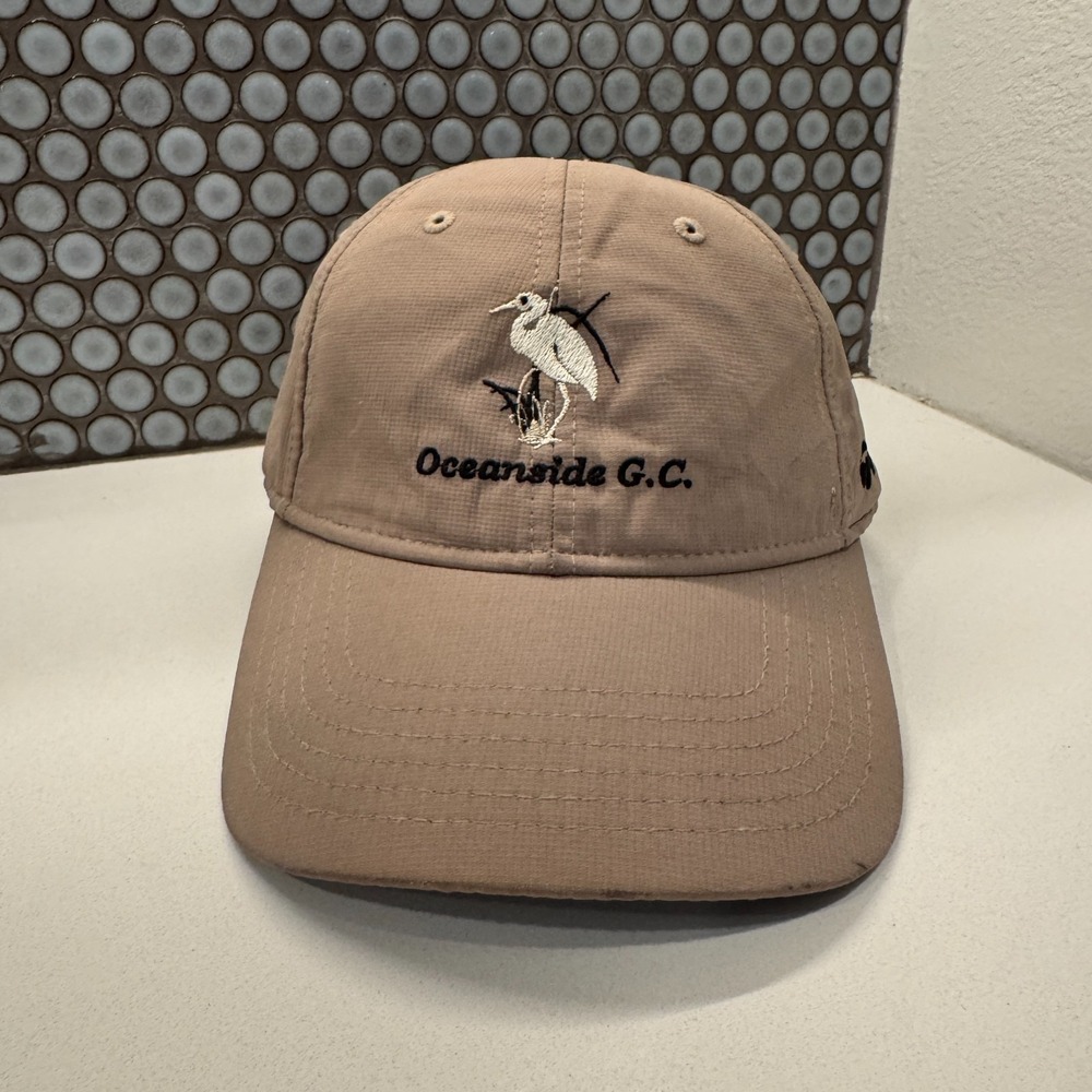 Oceanside G.C Golf Course Hat Cap Brown Strap Back Logo Taylormade Performance
